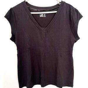 Horny‎ Toad Shirt Womens XL Black V Neck Cap Sleeve Micro Modal Stretch Casual